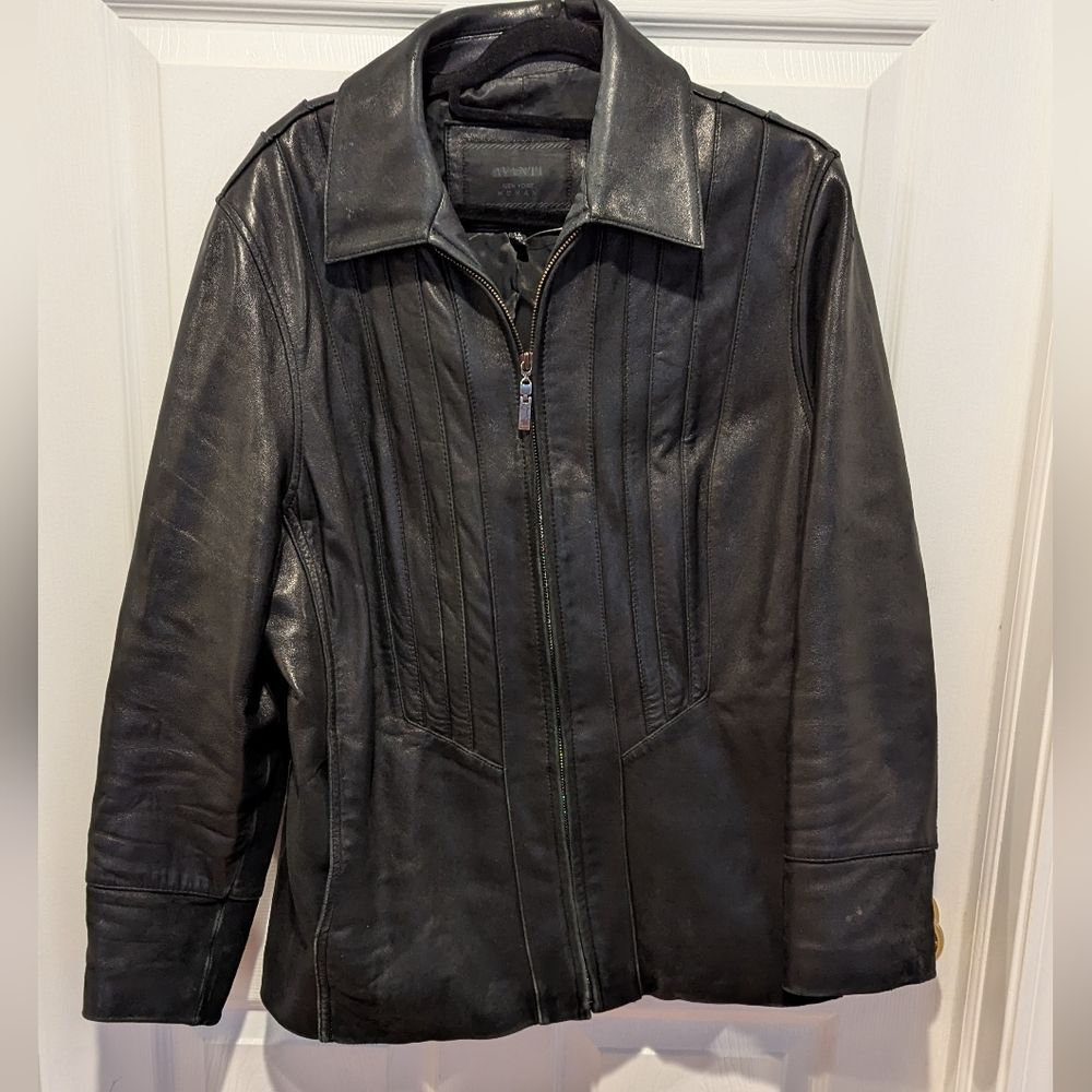 Vintage Y2K Avanti NY Genuine Leather Black Jacket Bikercore Mob Wife 1X Zip Up
